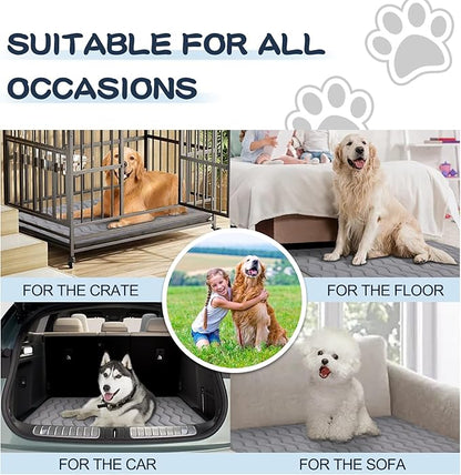 Bubble bear Dog Crate Mat - Upgraded Thick, Ultra Soft, Washable & Anti-Slip Kennel Pad for Small/Medium/Large Dogs, Dark-Hued to Hide Stains (59"x35")
