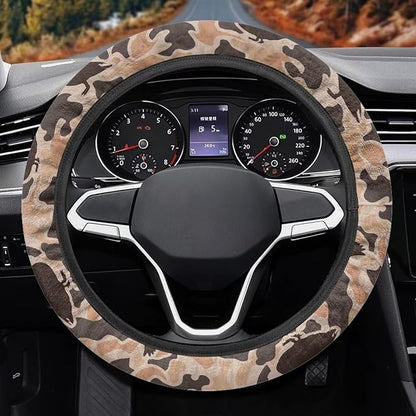 SEANATIVE Duck Camo Hunting Auto Steering Wheel Cover Auto Interior Protector Accessiores,Non-Slip Universal fit 15 inch, for Van Car Sedan SUV