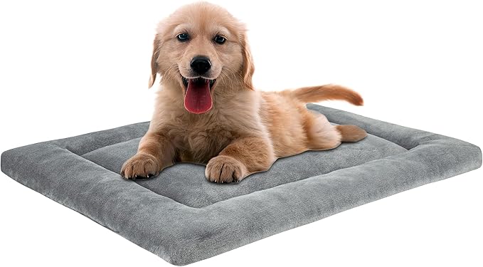 KHONSU PET Dog Bed Mat for Crate 1.1in Slim Cooling Pad Reversible Flannel & Waterproof Canva for Dogs up to 25 lbs