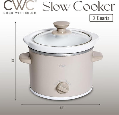 COOK WITH COLOR 2QT Mini Electric Round Slow Cooker