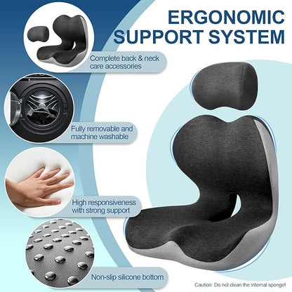 Truck Seat Cushion for Long Driving, Cushion for Car Seat Driver for Comfort, Made of Memory Foam, for Tailbone, Back, and Sciatica