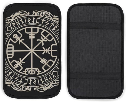 for Black Celtic Viking Design Magical Runic Comp Car Center Console Armrest Cover Car Handrail Box Cushion Handrail Box Armrest Cushion Middle Consoles Protector for Most Car