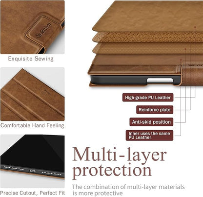 Antbox Case for iPad Air 11-inch M3 (2025) / M2 (2024), iPad Air 5th/4th Generation 10.9'' Vegan Leather with Pencil Holder Typing Angle Auto Sleep/Wake Muti-Stand
