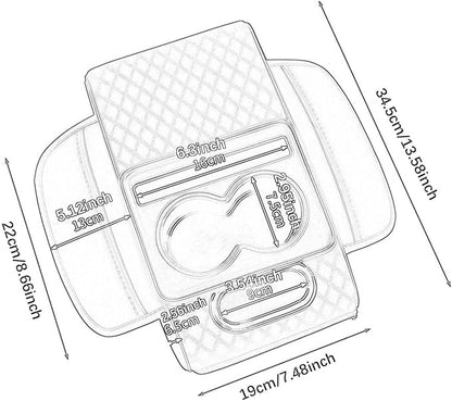 Car Center Console Pad Armrest Cushion Pad Anti Slip Car Decoration with Cup Holder Tissue Box Slot for Car SUV, Style D