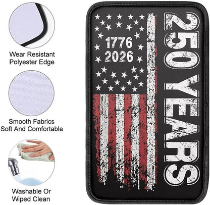 Dreaweet 250 Years American Flag Car Center Console Cover Patriotic Car Accessories Arm Rest Cover Middle Console Cushion Pad Anti-Scratch Universal Armrest Storage Box Mat