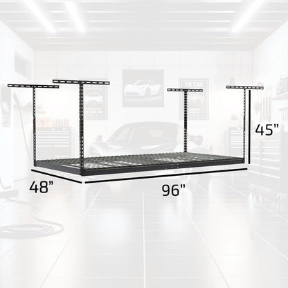 2-Pack 4 x 8 MonsterRax Overhead Garage Storage Rack, Ceiling Racks for Garage, Organization Shelving, Adjustable Hanging Shelf, Grey, 24"-45" Height Adjustment