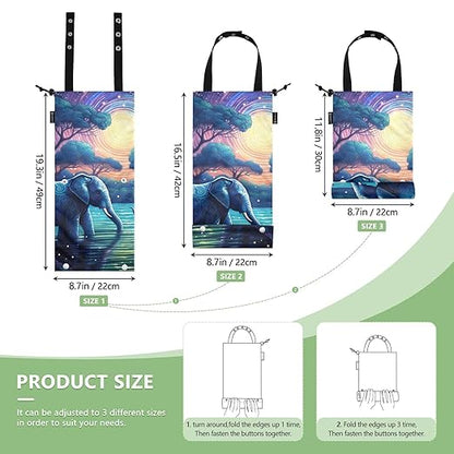 ALAZA Hanging Car Trash Bags Garbage Bag Trash Can for Back Seat Small Elephant Myth Washable Storage Bag Retractable 2 Pack