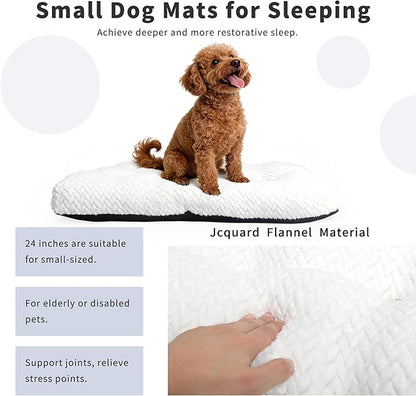 Washable Dog Crate Pad for Small Dogs, Anti-Slip Puppy Kennel Dog Bed for Crate,Flat Soft Fleece White Pet Mat 24" x 18"