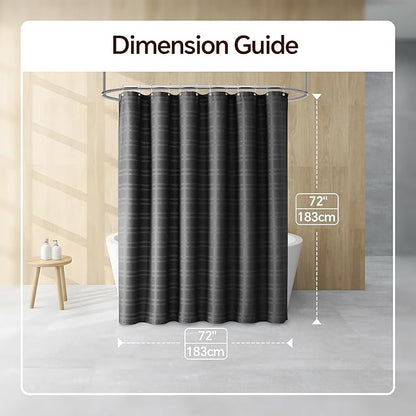 TURKIO Black Shower Curtain Waffle Weave Shower Curtain Striped Fabric Shower Curtains for Bathroom, Black Bathroom Decor