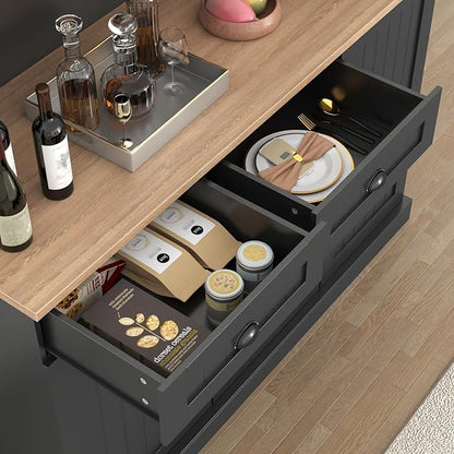 Sideboard Buffet Cabinet with 2 Drawers, Farmhouse Kitchen Pantry with