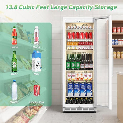 Commercial Merchandiser Refrigerator, 13.8 Cu Ft Display Beverage Fridge