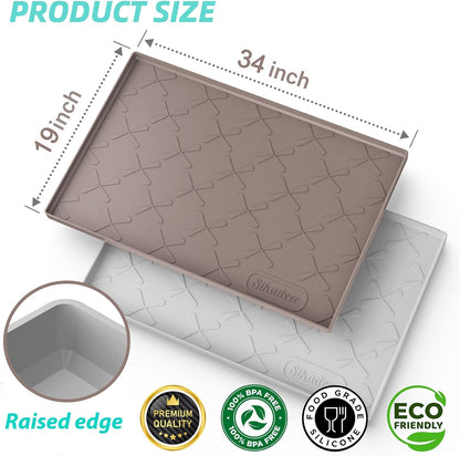 SIKADEER 34" x 19" Under Sink Mat Waterproof, Silicone Mat Kitchen Drawer Shelf and Cabinet Liner, Sink Protector for Kitchen Organizers and Storage, Boot Tray Pet Food Mats