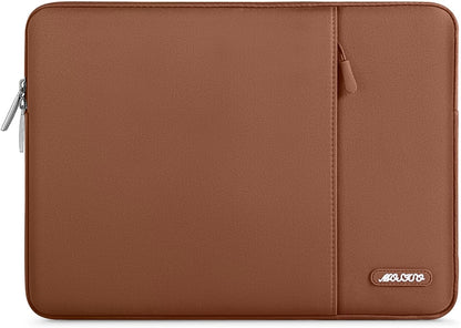 MOSISO Laptop Case 13.3 inch, 13-13.3 inch Laptop Sleeve Compatible with MacBook Air/Pro 13/Pro 14 M5 M4 M3 M2 M1, HP Dell ASUS Lenovo,Polyester Vertical Computer Sleeve Bag with Pocket, Caramel Brown