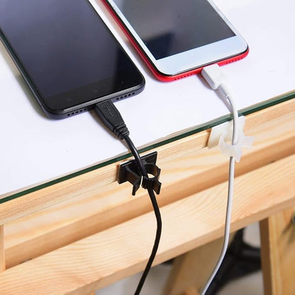 Viaky 30 Pieces White Adjustable Cable Clips Self-Adhesive Desk Organizer Nylon Wire Management Wire Holder