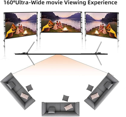 Projector Screen and Stand, GAINVANE 120 inch Portable Projector Screen Indoor