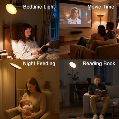 JOOFO Floor Lamp, 30W/2400LM Sky LED Modern Torchiere 3 Color Temperatures