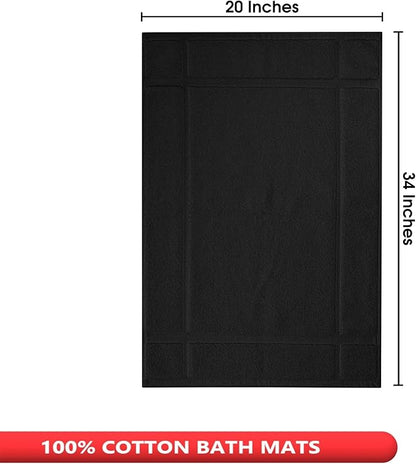 Ample Decor Cotton Bath Mats 34 X 20 Inches, 1350 GSM Oeko Tex Certified Solid Construction Thick & Plush, for Bathroom Floor, Shower – Black
