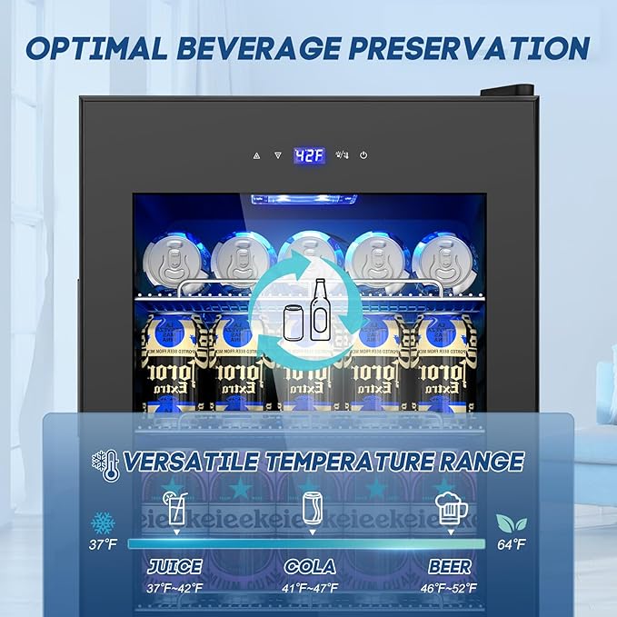 17Inch Beverage Refrigerator and Cooler Freestanding, 96 Cans Mini Fridge