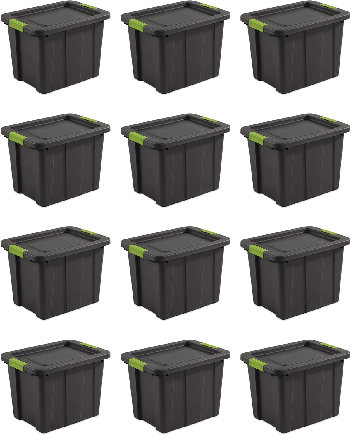 Sterilite 12-Pack Storage Bins with Lids, Heavy Duty Totes, Tuff1, 18 Gallon, Flat Gray