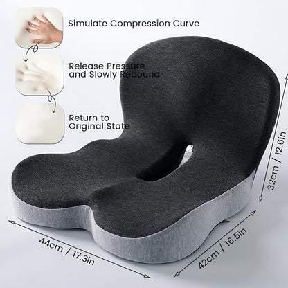 Back and Seat Cushion,Truck Seat Cushion for Long Driving,Ergonomic Non Slip Memory Foam Seat Skin with Back Support,L-Shaped Lumbar Support,Breathable & Machine-Washable,for Car,Office,Home