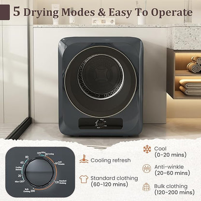 Auertech 1.5 Cu.Ft Portable Clothes Dryer, 850 W Front Load Electric Dryer