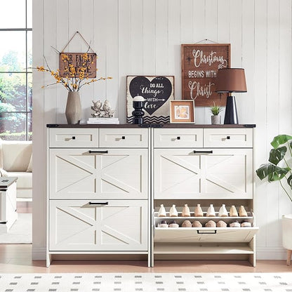 Shoe Storage Cabinet, Farmhouse Shoe Organizer
