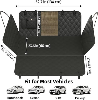 fidozen Dog Car Seat Cover, Universal Fit, Waterproof, Breathable, Machine Washable, Pet Hammock with Storage Pocket, Black (Black, Standard（Hard Extender）)