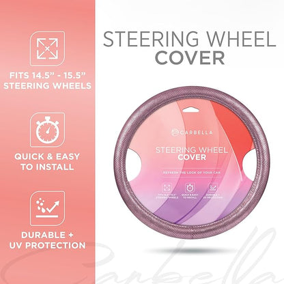 Purple Steering Wheel Cover, Standard 15 Inch Size Fits Most Vehicles, Cute Shiny Bling Car Steering Wheel Cover with Herringbone Detail, Car Accessories for Women