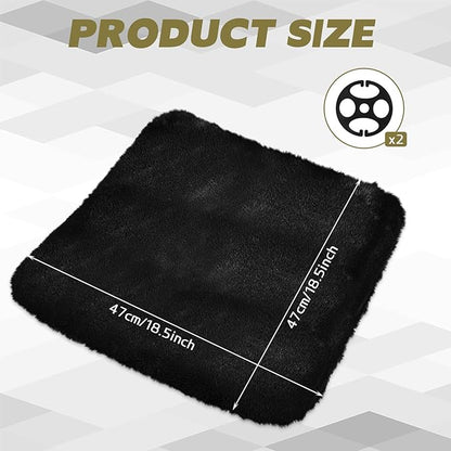 wuyaoyao Sheepskin Car Seat Cushion, Soft Comfort Fur Wool Car Seat Covers, Winter Warm Auto Front Seat Cushion Pad, Fuzzy Seat Bottom Protector Universal for Vehicle Office Chair (Black)