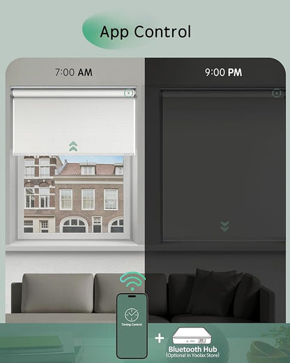 Yoolax Motorized Blinds App Control, Cordless Automatic Shades Roller Window