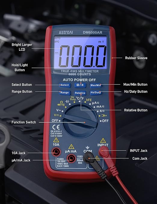 AstroAI Digital Multimeter and Analyzer TRMS 6000 Counts Volt Meter Ohmmeter
