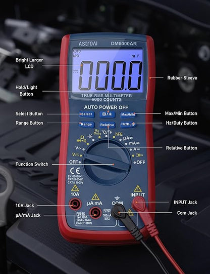 AstroAI Digital Multimeter and Analyzer TRMS 6000 Counts Volt Meter Ohmmeter