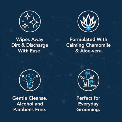 NOVEHA 120PCs Dog Wipes - Odor Eliminating and Cleaning Grooming Wipes for Dog's Paws, Body, and Butt - Perfect for Puppy and Adult Dogs - Plant-Based, Safe, Convenient & Large Unscented Wipes