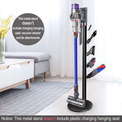 Storage Stand Holder Compatible with V15 Detect, V11 V10 V8 V7 V6 Cordless Vacuum Cleaners and Accessary, Floor Docking Station Metal Organizer Bracket with 5 Hooks, Black