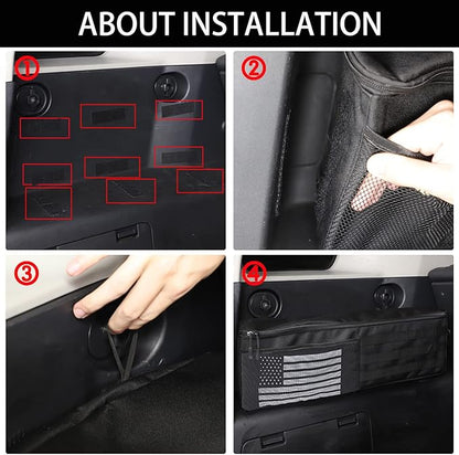 Aunginsy 1PCS Trunk Organizer Compatible with Toyota FJ Cruiser 2007-2021+, Car Left Side Trunk Storage Bag Backseat Hanging Storage Multi-Compartment Space Saving Accessories, With USA Flag Pattern