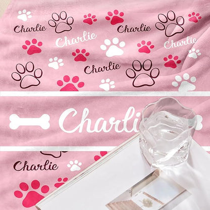 GlisterGlow Personalized Dog Blanket, Customized Pet Blankets with Name Picture, Throw Blanket for Small Medium Large Dog Puppy Cat (E-Pink)