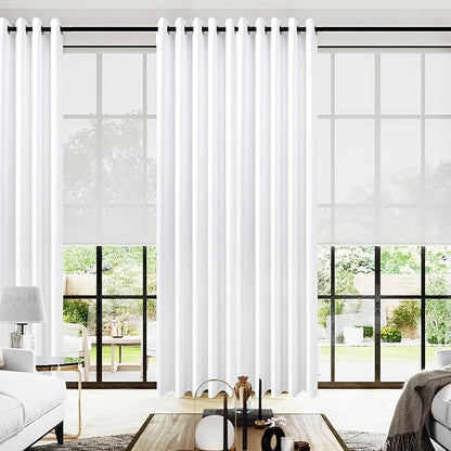 KOUFALL 96 Inch Curtains 2 Panel Set, Semi Blackout Extra Wide Living Room
