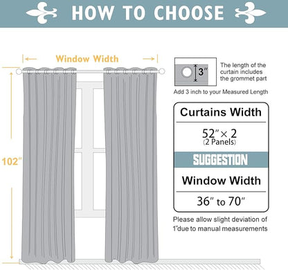 ChrisDowa Blackout Curtains 102 inches Long