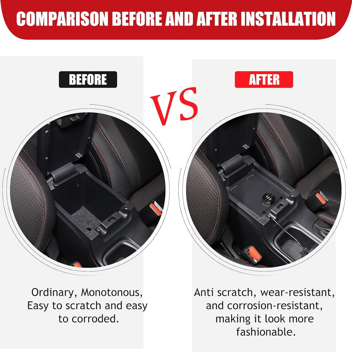 Center Console Lock Safe Box Compatible with Subaru WRX/Levorg 2022-2025, Aluminum Alloy Armrest Security Organizer Tray Vault with 3 Digit Combo Password Interior Accessories