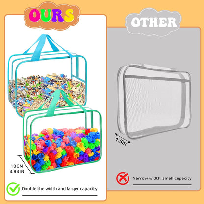 8 Packs 8 Colors Toy Storage Bags, Reusable Clear PVC Board Game Storage, Toy Storage Organizer Bags with Zipper for Building Blocks, Puzzle and Handmade Accessories, Clear Toiletry Bag