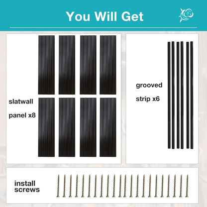 NeatiEase Slatwall Panel Wall Storage Systems, 4 x 8ft Slat Wall Paneling Garage Wall Organizer, Heavy Duty Wall Mounted PVC Wall Rack (Black)