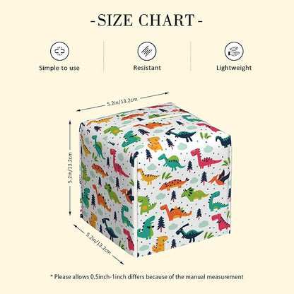 POIUBLE Leather Tissue Box Holder Cartoon Dinosaur Tissue Box Cover Square Waterproof Tissue Holder Organizer Modern Napkin Holder for Bedroom Dresser Night Stand Office Desk