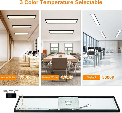 Mcacggo Black 1x4 LED Flat Panel Light Surface Mount, 5000K-4000K-3000K
