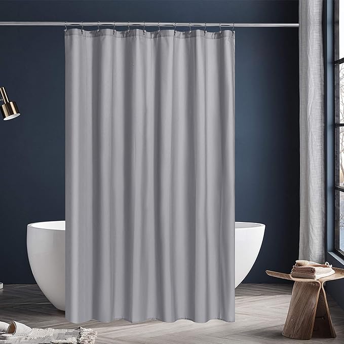 N&Y HOME Fabric Shower Curtain or Liner Extra Long 72 x 84 Inches - Hotel Quality, Machine Washable - Gray, 72x84