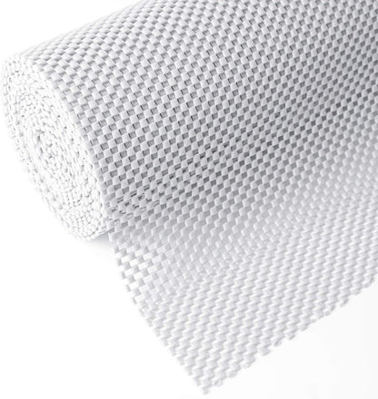 Shelf Cupboard Liner, Cabinet Drawer Liners Non Adhesive 12 Inches x 20 Feet for Kitchen Cabinets, Strong Grip Durable Non Slip for Storage Desks Kitchenware Tableware, Easy to Install, White