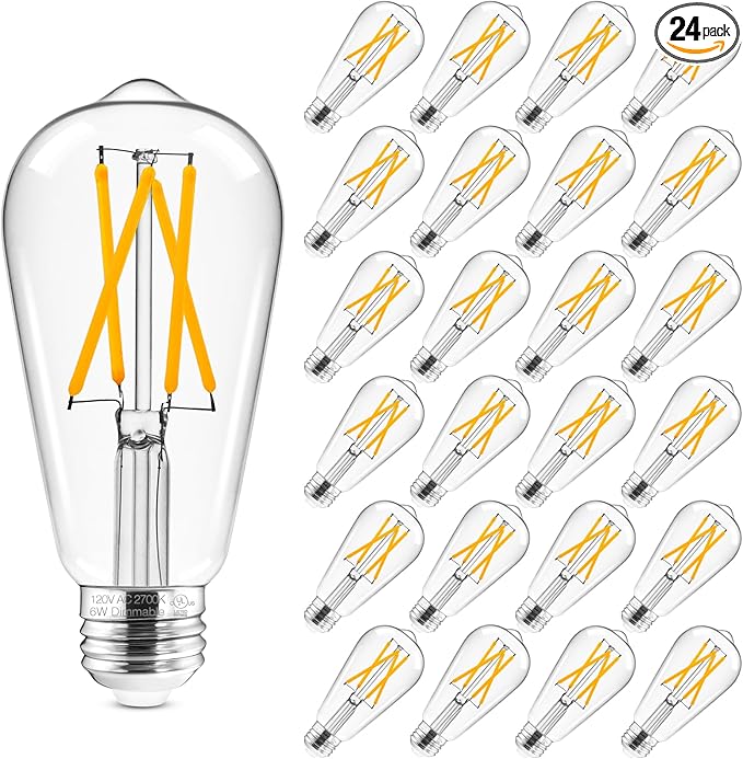Hizashi Vintage Edison Bulb Dimmable, 6W Equivalent 60W, E26 Base LED Light Bulb