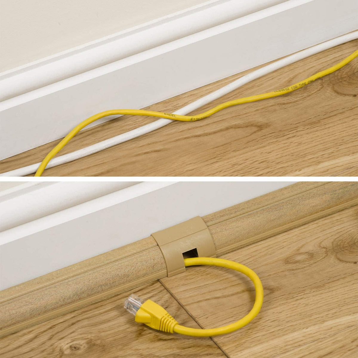 D-Line Cord Cover Kit, 30FT Self-Adhesive Wire Hider, Cable Raceway to Hide Wires on Wall, Cable Management - 6 x 5FT Channels and Accessories (0.87in (W) x 0.87in (H), Stainable Wood-Effect)