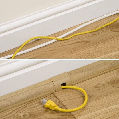 D-Line Cord Cover Kit, 30FT Self-Adhesive Wire Hider, Cable Raceway to Hide Wires on Wall, Cable Management - 6 x 5FT Channels and Accessories (0.87in (W) x 0.87in (H), Stainable Wood-Effect)