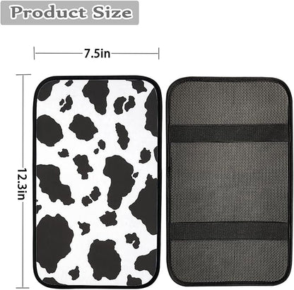 Dreaweet Stylish Cow Print Auto Center Console Pad,Car Armrest Pad Car Armrest Seat Box Cover Protector for Most Vehicle, SUV, Truck, Car