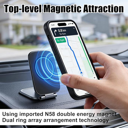 Ultra-Thin Foldable Magnetic Car Phone Mount,Ultrathin Adjustable Magnetic Phone Holder,New Portable Dual Sided Magnetic Phone Holder for Car,Fit for All Phone,Laptop,Gym